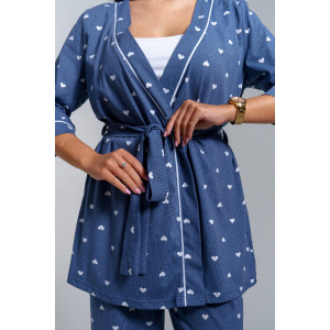 Пижама тройка женская "Асти" кулирка (р-ры: 48-58) джинс Пижама тройка женская "Асти" кулирка (р-ры: 48-58) джинс