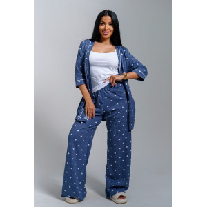 Пижама тройка женская "Асти" кулирка (р-ры: 48-58) джинс Пижама тройка женская "Асти" кулирка (р-ры: 48-58) джинс