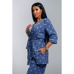 Пижама тройка женская "Асти" кулирка (р-ры: 48-58) джинс Пижама тройка женская "Асти" кулирка (р-ры: 48-58) джинс