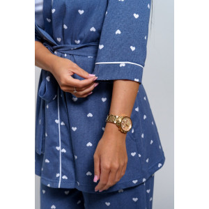 Пижама тройка женская "Асти" кулирка (р-ры: 48-58) джинс Пижама тройка женская "Асти" кулирка (р-ры: 48-58) джинс