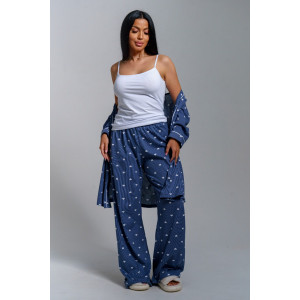 Пижама тройка женская "Асти" кулирка (р-ры: 48-58) джинс Пижама тройка женская "Асти" кулирка (р-ры: 48-58) джинс