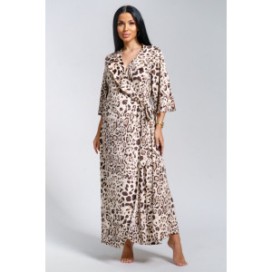 Халат-пеньюар женский "Эсмеральда" велюр (р-ры: 50-60) леопард