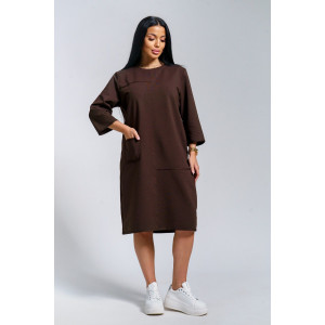 Платье женское "Нелли" футер (р-ры: 52-60) шоколад Платье женское "Нелли" футер (р-ры: 52-60) шоколад