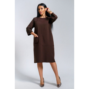 Платье женское "Нелли" футер (р-ры: 52-60) шоколад Платье женское "Нелли" футер (р-ры: 52-60) шоколад
