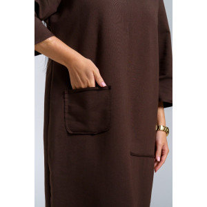 Платье женское "Нелли" футер (р-ры: 52-60) шоколад Платье женское "Нелли" футер (р-ры: 52-60) шоколад