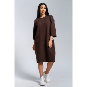Платье женское "Нелли" футер (р-ры: 52-60) шоколад Платье женское "Нелли" футер (р-ры: 52-60) шоколад