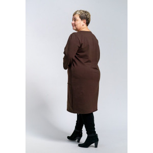 Платье женское "Нелли" футер (р-ры: 52-60) шоколад Платье женское "Нелли" футер (р-ры: 52-60) шоколад