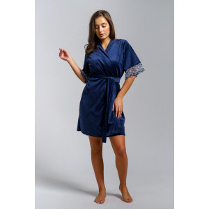 Пеньюар двойка женский "Сказка" вискоза+велюр (р-ры: 42-56) индиго