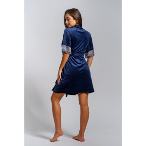 Пеньюар двойка женский "Сказка" вискоза+велюр (р-ры: 42-56) индиго