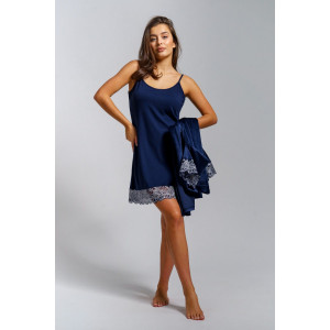 Пеньюар двойка женский "Сказка" вискоза+велюр (р-ры: 42-56) индиго