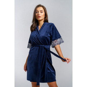 Пеньюар двойка женский "Сказка" вискоза+велюр (р-ры: 42-56) индиго