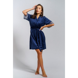 Пеньюар двойка женский "Сказка" вискоза+велюр (р-ры: 42-56) индиго