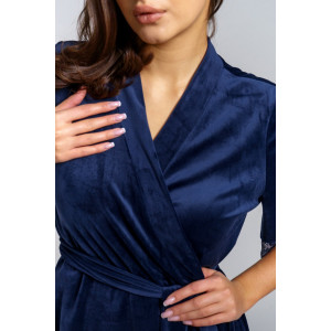 Пеньюар двойка женский "Сказка" вискоза+велюр (р-ры: 42-56) индиго