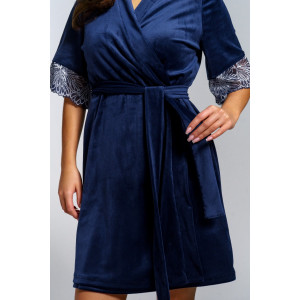 Пеньюар двойка женский "Сказка" вискоза+велюр (р-ры: 42-56) индиго