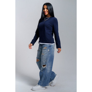 Лонгслив женский "Рига" кулирка (р-ры: 44-54) синий