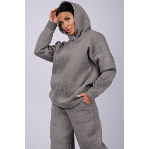 Костюм двойка женский "Винтаж" футер 3-х нитка с начесом (р-ры: 42-52) темно-серый