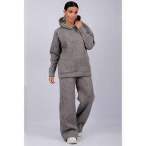 Костюм двойка женский "Винтаж" футер 3-х нитка с начесом (р-ры: 42-52) темно-серый