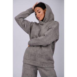 Костюм двойка женский "Винтаж" футер 3-х нитка с начесом (р-ры: 42-52) темно-серый