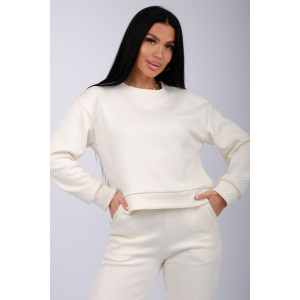 Костюм двойка женский "Богема 4" жаккард (р-ры: 44-54) молоко