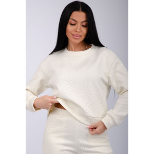 Костюм двойка женский "Богема 4" жаккард (р-ры: 44-54) молоко