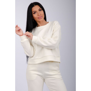 Костюм двойка женский "Богема 4" жаккард (р-ры: 44-54) молоко