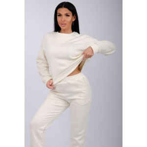 Костюм двойка женский "Богема 4" жаккард (р-ры: 44-54) молоко