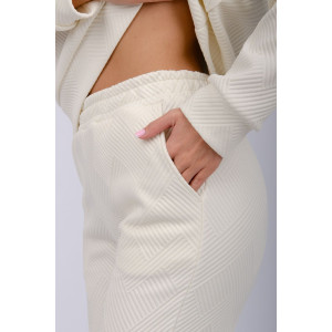 Костюм двойка женский "Богема 4" жаккард (р-ры: 44-54) молоко