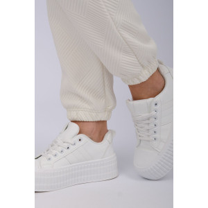 Костюм двойка женский "Богема 4" жаккард (р-ры: 44-54) молоко