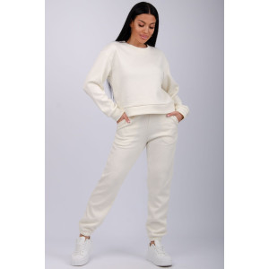 Костюм двойка женский "Богема 4" жаккард (р-ры: 44-54) молоко