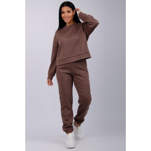 Костюм двойка женский "Богема 3" жаккард (р-ры: 44-54) коричневый