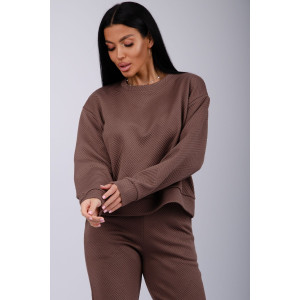 Костюм двойка женский "Богема 3" жаккард (р-ры: 44-54) коричневый