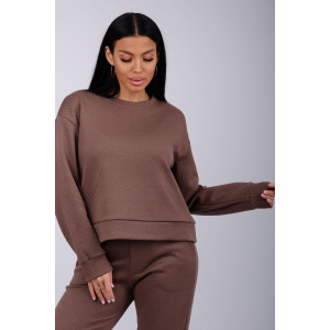 Костюм двойка женский "Богема 3" жаккард (р-ры: 44-54) коричневый