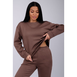 Костюм двойка женский "Богема 3" жаккард (р-ры: 44-54) коричневый