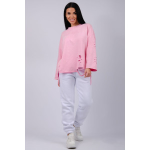 Джоггеры женские "Мистерия" футер 3-х нитка с начесом (р-ры: 44-54) белый