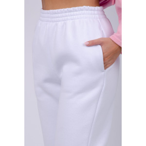 Джоггеры женские "Мистерия" футер 3-х нитка с начесом (р-ры: 44-54) белый