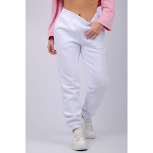 Джоггеры женские "Мистерия" футер 3-х нитка с начесом (р-ры: 44-54) белый