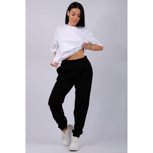 Джоггеры женские "Мистерия 18" футер 3-х нитка с начесом (р-ры: 44-54) ночь