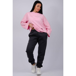 Джоггеры женские "Мистерия 10" футер 3-х нитка с начесом (р-ры: 44-54) графит Джоггеры женские "Мистерия 10" футер 3-х нитка с начесом (р-ры: 44-54) графит