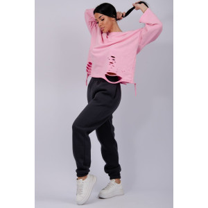 Джоггеры женские "Мистерия 10" футер 3-х нитка с начесом (р-ры: 44-54) графит Джоггеры женские "Мистерия 10" футер 3-х нитка с начесом (р-ры: 44-54) графит