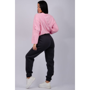 Джоггеры женские "Мистерия 10" футер 3-х нитка с начесом (р-ры: 44-54) графит Джоггеры женские "Мистерия 10" футер 3-х нитка с начесом (р-ры: 44-54) графит