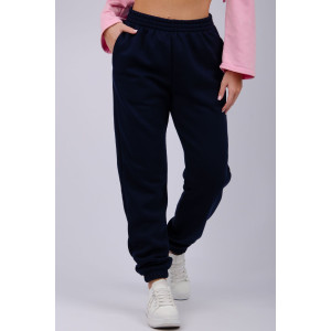 Джоггеры женские "Мистерия 15" футер 3-х нитка с начесом (р-ры: 44-54) темно-синий