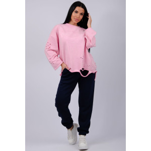 Джоггеры женские "Мистерия 15" футер 3-х нитка с начесом (р-ры: 44-54) темно-синий