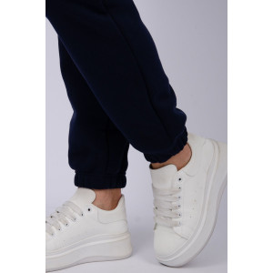 Джоггеры женские "Мистерия 15" футер 3-х нитка с начесом (р-ры: 44-54) темно-синий