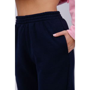 Джоггеры женские "Мистерия 15" футер 3-х нитка с начесом (р-ры: 44-54) темно-синий
