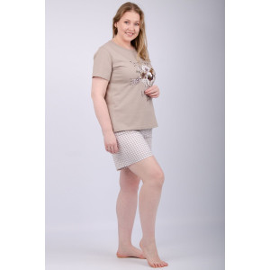 Пижама женская "Вивианна" (шорты) кулирка (р-ры: 50-60) Пижама женская "Вивианна" (шорты) кулирка (р-ры: 50-60)