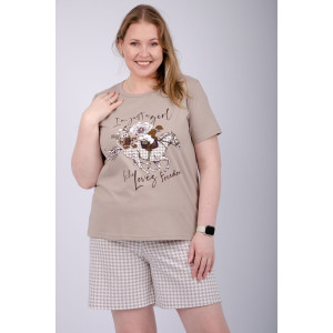 Пижама женская "Вивианна" (шорты) кулирка (р-ры: 50-60) Пижама женская "Вивианна" (шорты) кулирка (р-ры: 50-60)