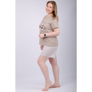 Пижама женская "Вивианна" (шорты) кулирка (р-ры: 50-60) Пижама женская "Вивианна" (шорты) кулирка (р-ры: 50-60)
