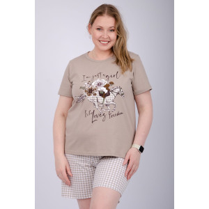 Пижама женская "Вивианна" (шорты) кулирка (р-ры: 50-60) Пижама женская "Вивианна" (шорты) кулирка (р-ры: 50-60)