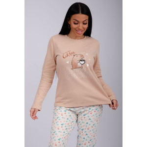 Пижама женская "Кофебара" футер 2-х нитка с начёсом (р-ры: 44-54)
