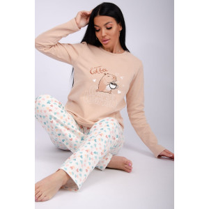 Пижама женская "Кофебара" футер 2-х нитка с начёсом (р-ры: 44-54)
